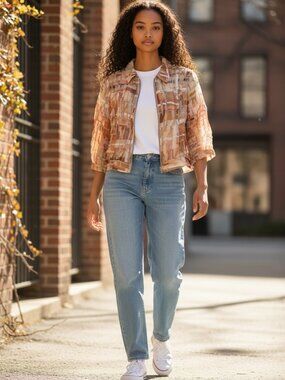 Coldwater Creek Sheer Jacket lightweight Paris Pint Zipped Size PL  Womens